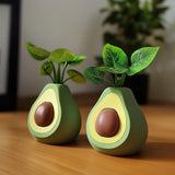 3D printed avocado flower pot with a planting opening and playful rounded shape.