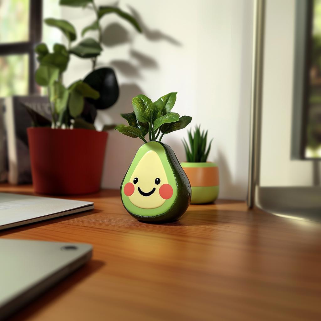 Alternate product view of Cute Avocado Planter with Smiley Face.