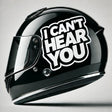 Product view of I Cant Hear You Helmet Sticker.