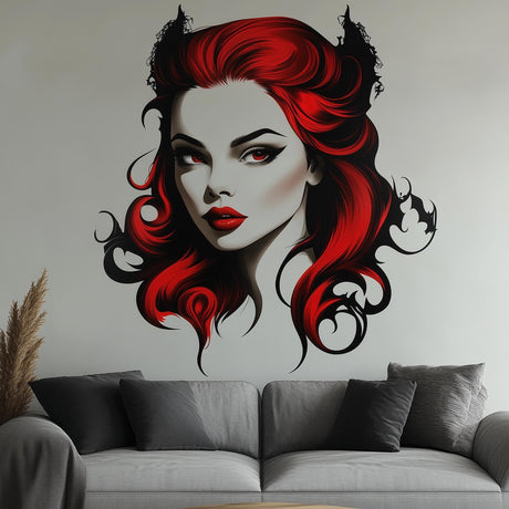Gothic Vampire Wall Decal displayed in a room setting.