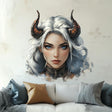 Fantasy Demon Girl Wall Decal displayed in a room setting.