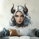 Fantasy Demon Girl Wall Decal displayed in a room setting.