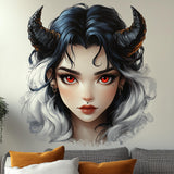 Alternate gallery view of the fantasy horned character wall decal.