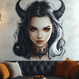 Additional product view of the dark fantasy horned character wall decal.
