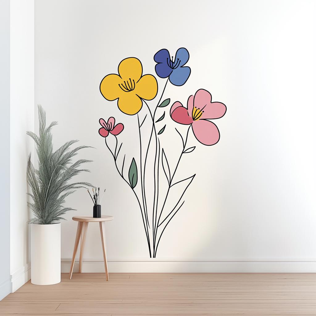 Additional product view of Minimalist Floral Wall Decal.