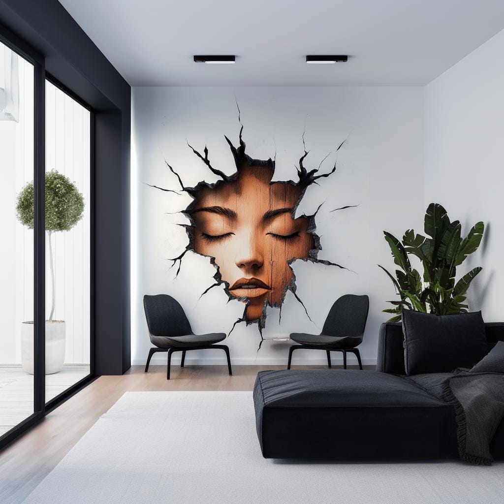 Alternate gallery view of 3D Cracked Wall Face Decal.
