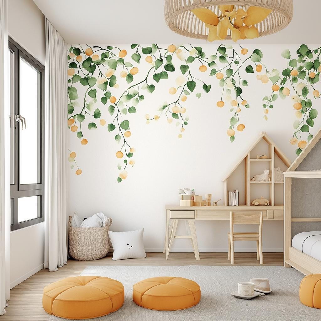 Additional product view of Watercolor Citrus Wall Decal.