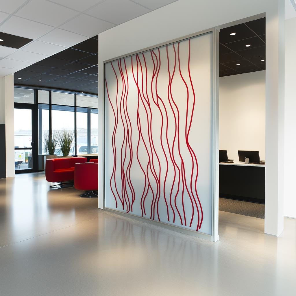 Additional product view of Wavy Line Frosted Glass Sticker.