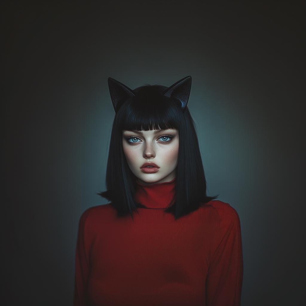 Product presentation view of 3D Printed Gothic Cat Ears Headband.