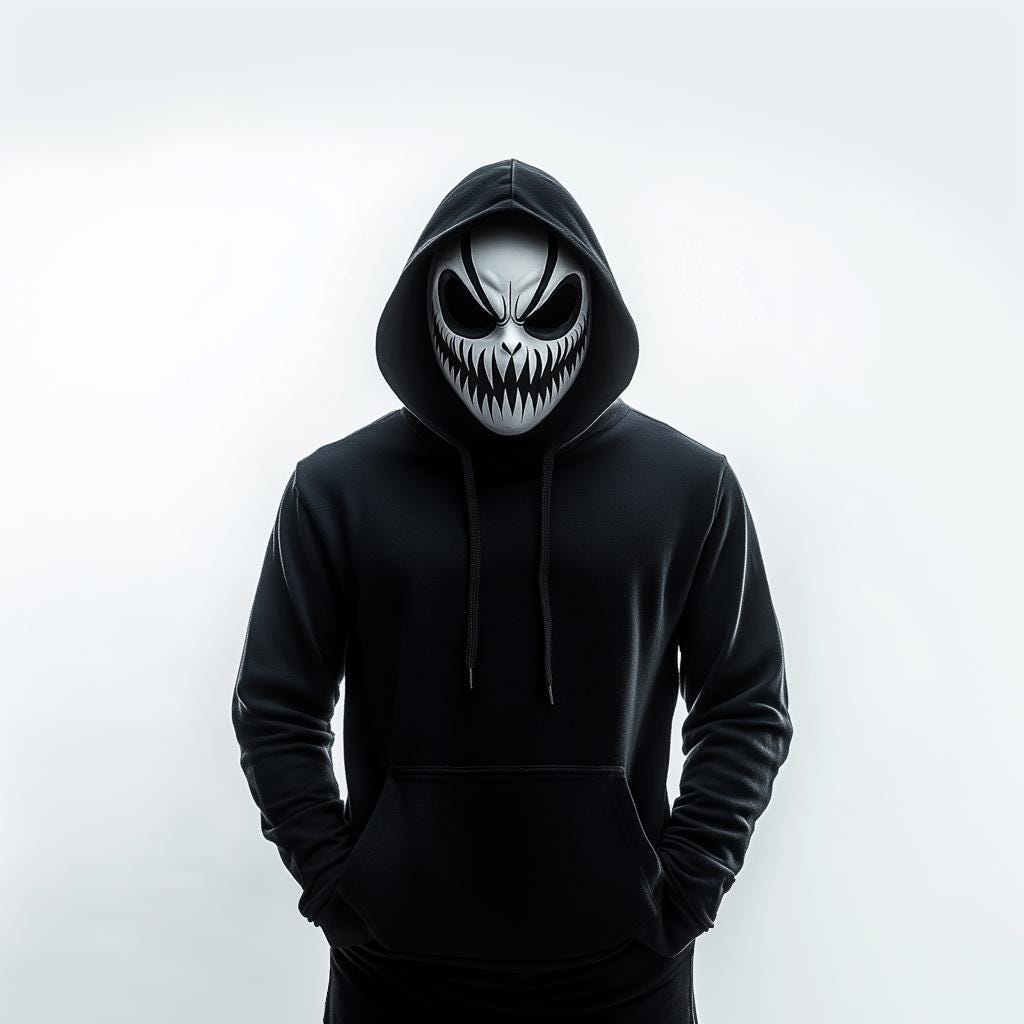 Additional product view of 3D Printed Grinning Demon Cosplay Mask.