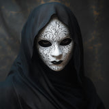 3D printed Gothic masquerade half mask with ornate raised patterns and Venetian-inspired contours.