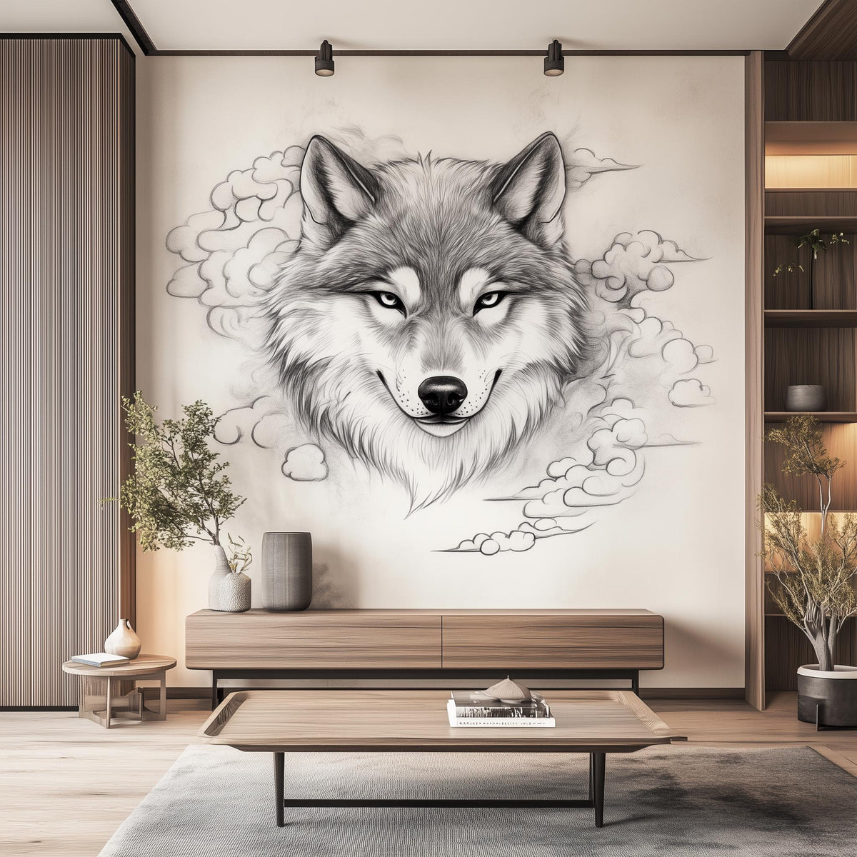 Wolf Wall Decal displayed in a room setting.