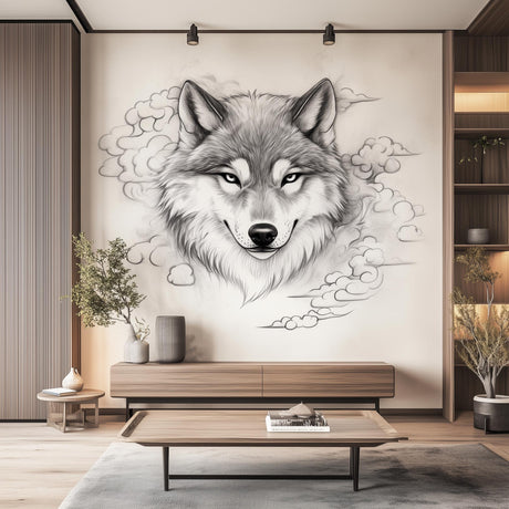 Wolf Wall Decal displayed in a room setting.