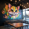 Colorful Cat Wall Decal displayed in a room setting.