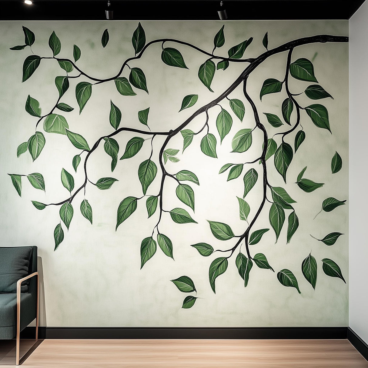 Alternate product view of Green Leaf Wall Decal.