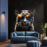 Black Panther Wall Decal displayed in a room setting.
