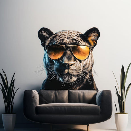 Black Panther Wall Decal displayed in a room setting.
