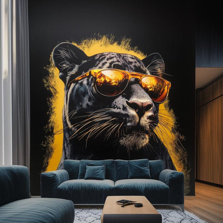 Black Panther Wall Decal displayed in a room setting.
