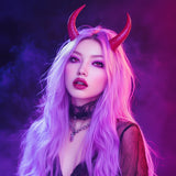 3D printed costume horns displayed on a model.