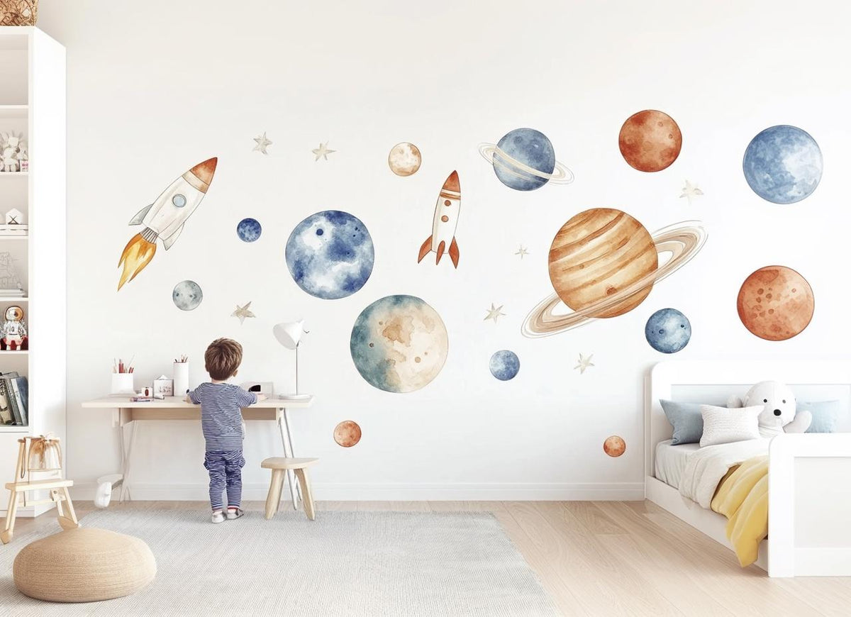 Alternate product view of Watercolor Space Wall Decals.