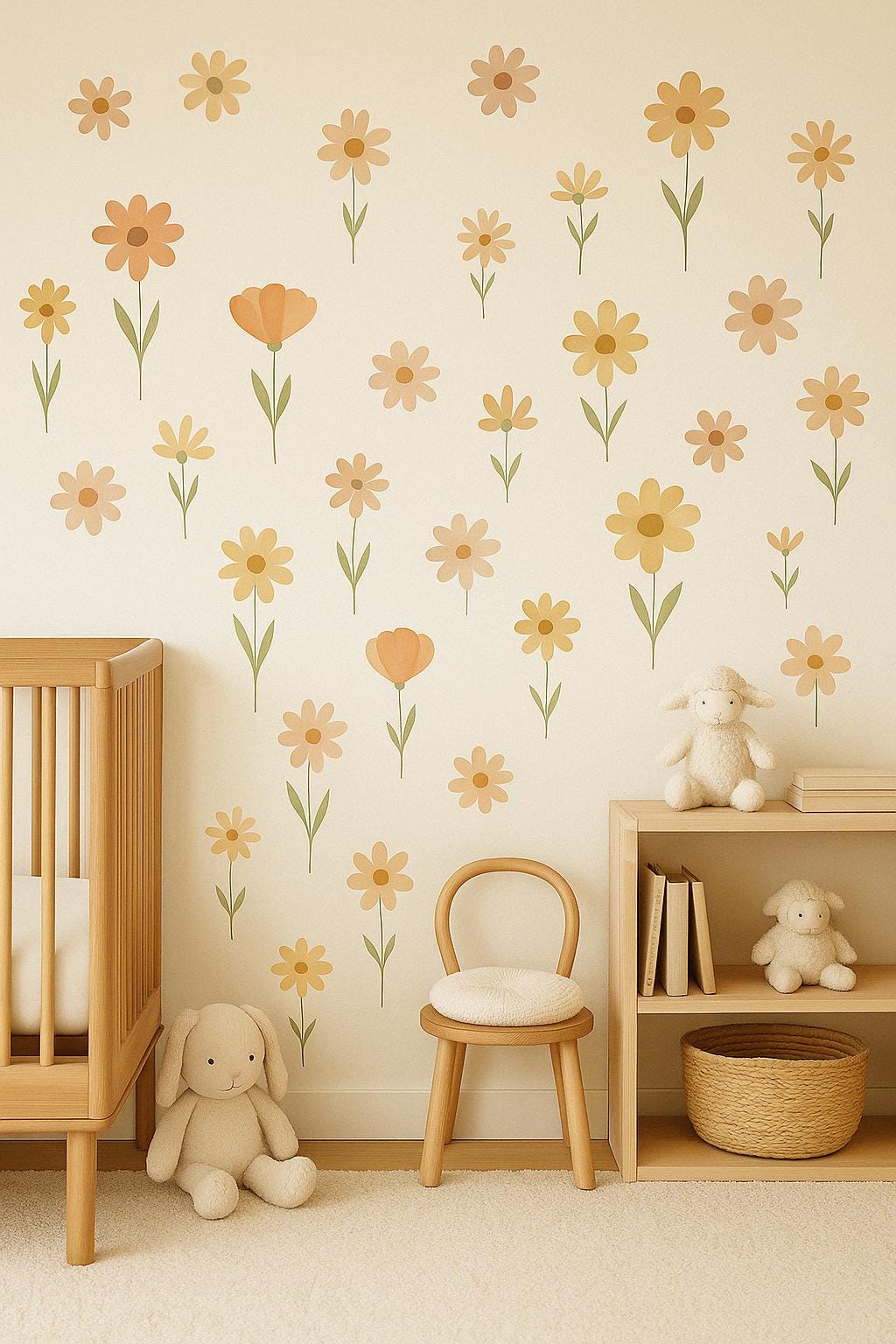 Alternate product view of Boho Floral Wall Decals for Nursery.
