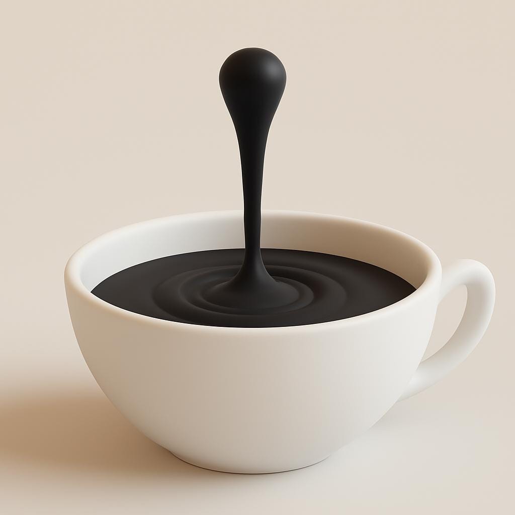 Product presentation view of 3D Printed Floating Coffee Drop Decor.