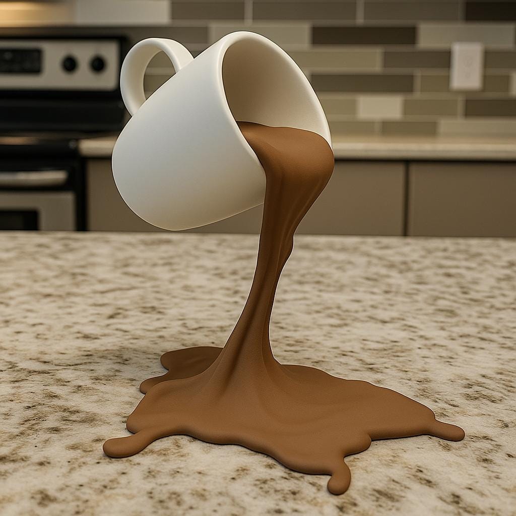 Additional product detail of Floating Spilling Coffee Cup.