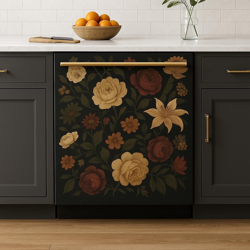 Product detail view of Vintage Rose Dishwasher Cover.