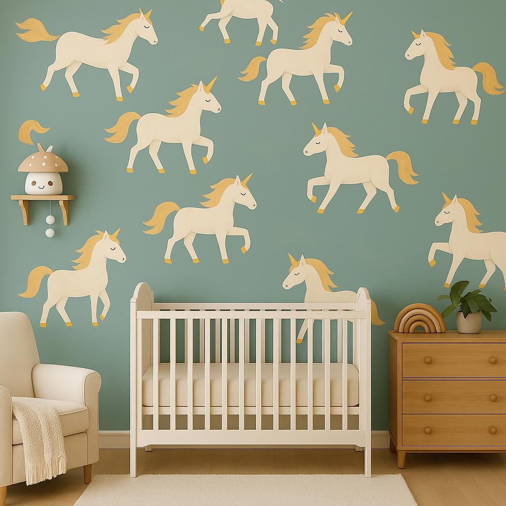 Product detail view of Unicorn Wall Decals.