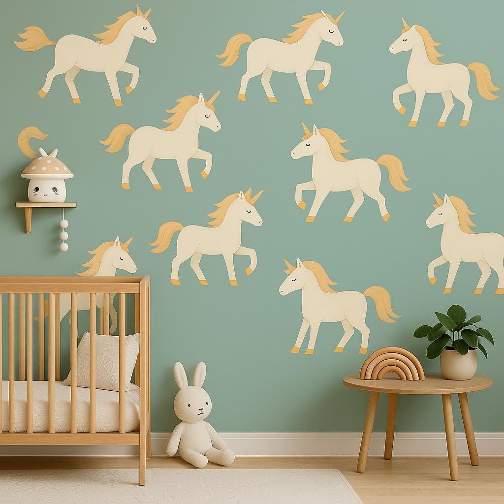 Alternate product view of Unicorn Wall Decals.