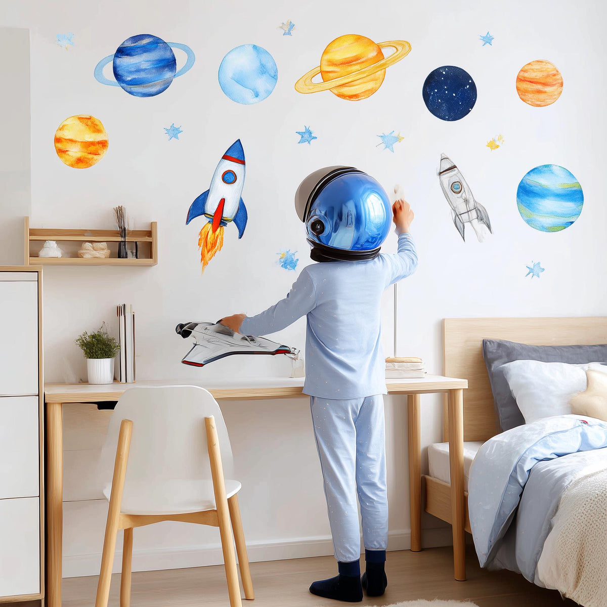 Alternate product view of Bright Space Wall Decals for Kids Room.