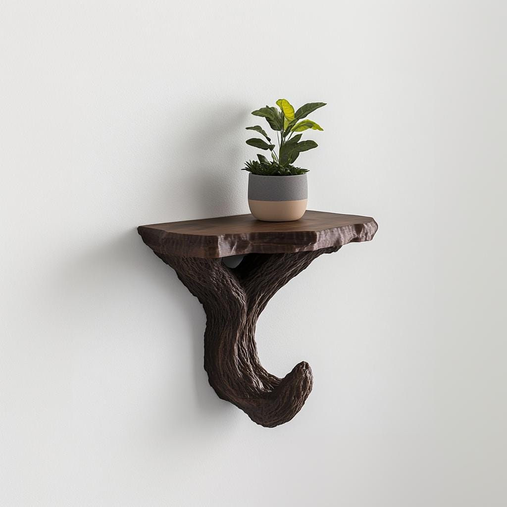 3D Printed Black Branch Wall Shelf shown in the product image.