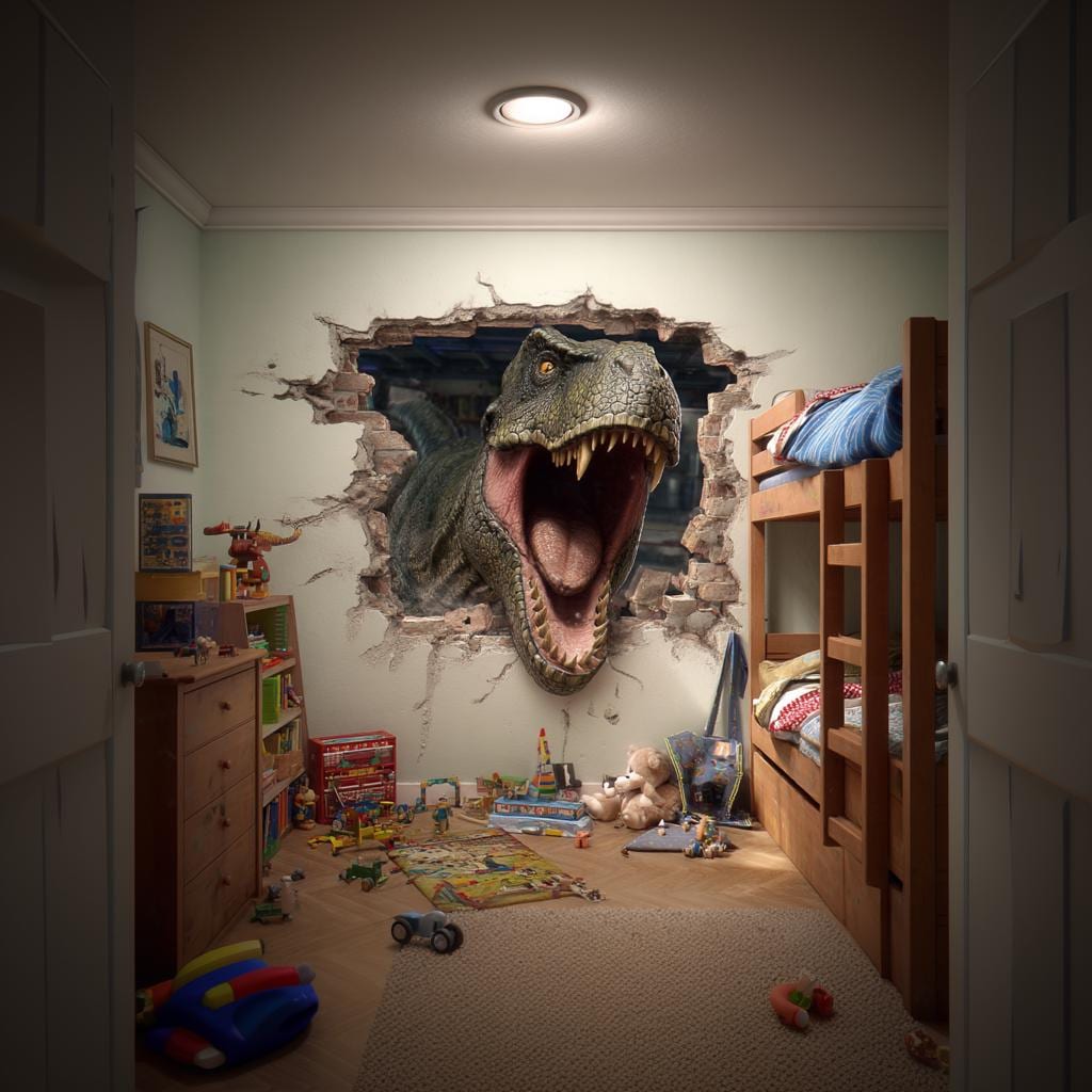 Alternate product view of T-Rex Dinosaur Wall Decal.