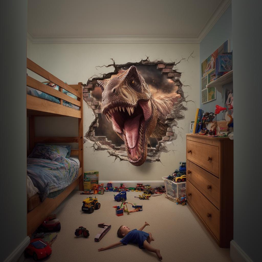 Product presentation view of 3D T-Rex Wall Decal.