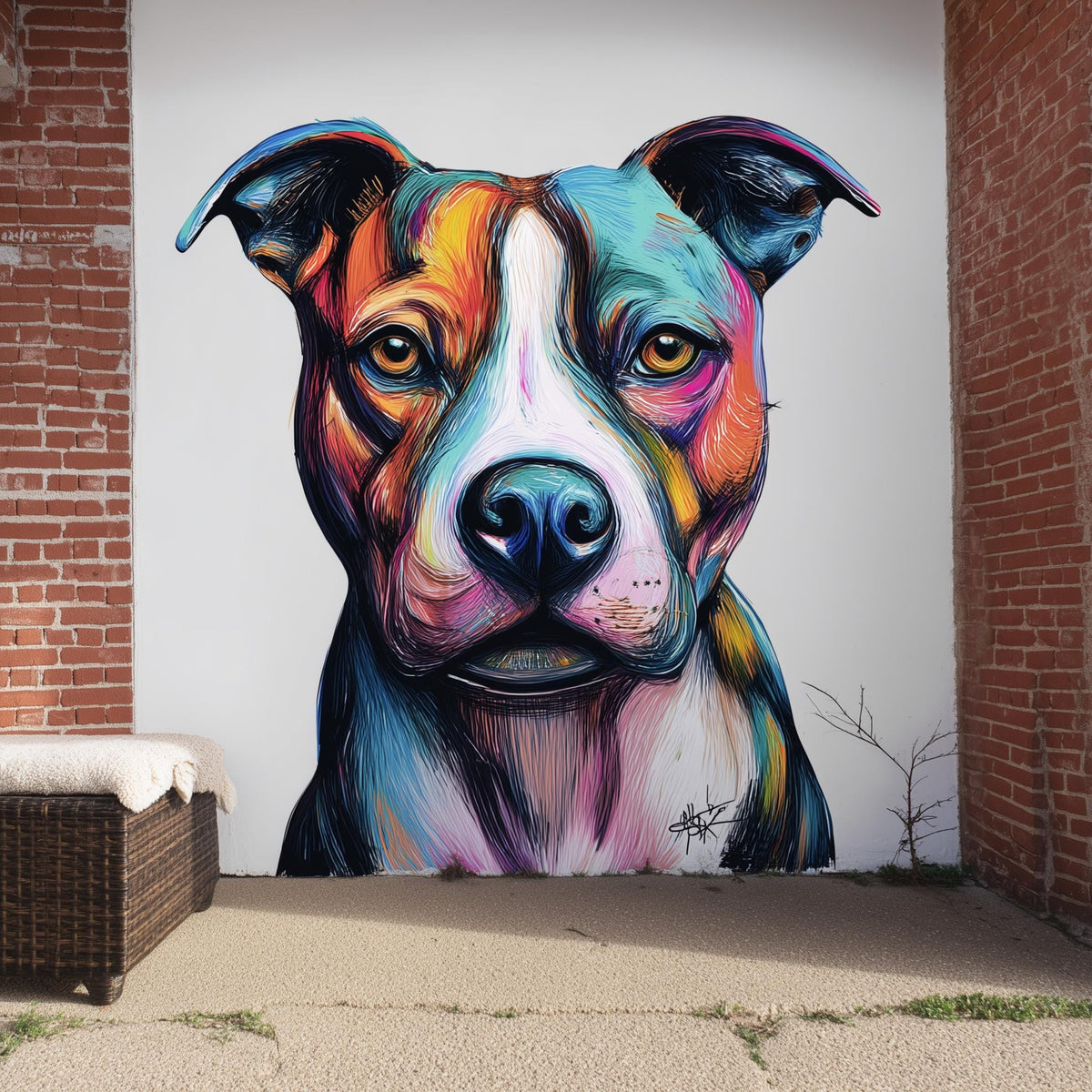 Alternate product presentation of Colorful Pitbull Wall Decal.