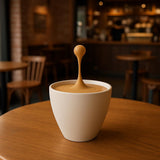 Additional product presentation of 3D Printed Floating Coffee Drop Sculpture.