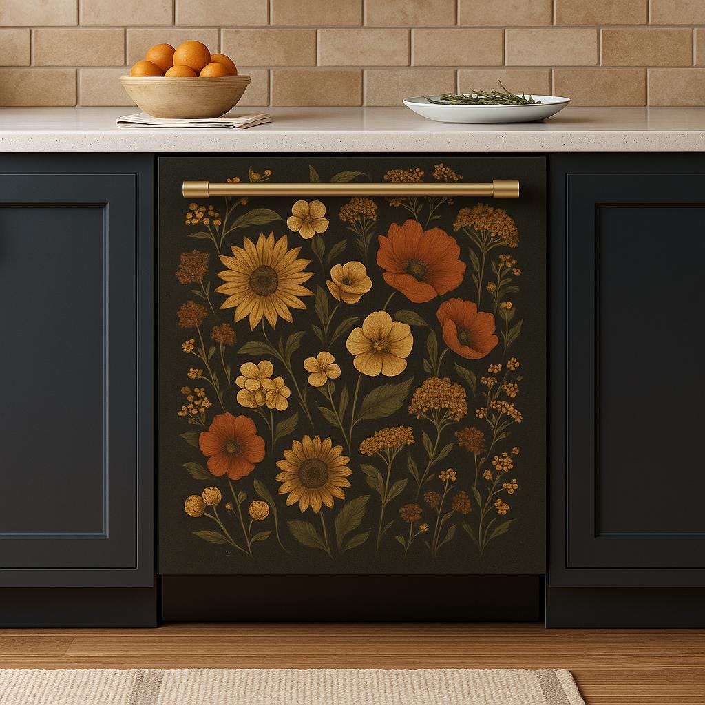 Product gallery view of Vintage Floral Dishwasher Cover.