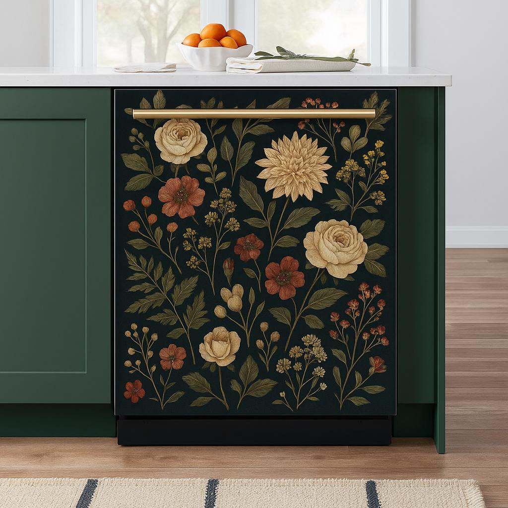 Alternate product view of Dark Floral Dishwasher Cover.