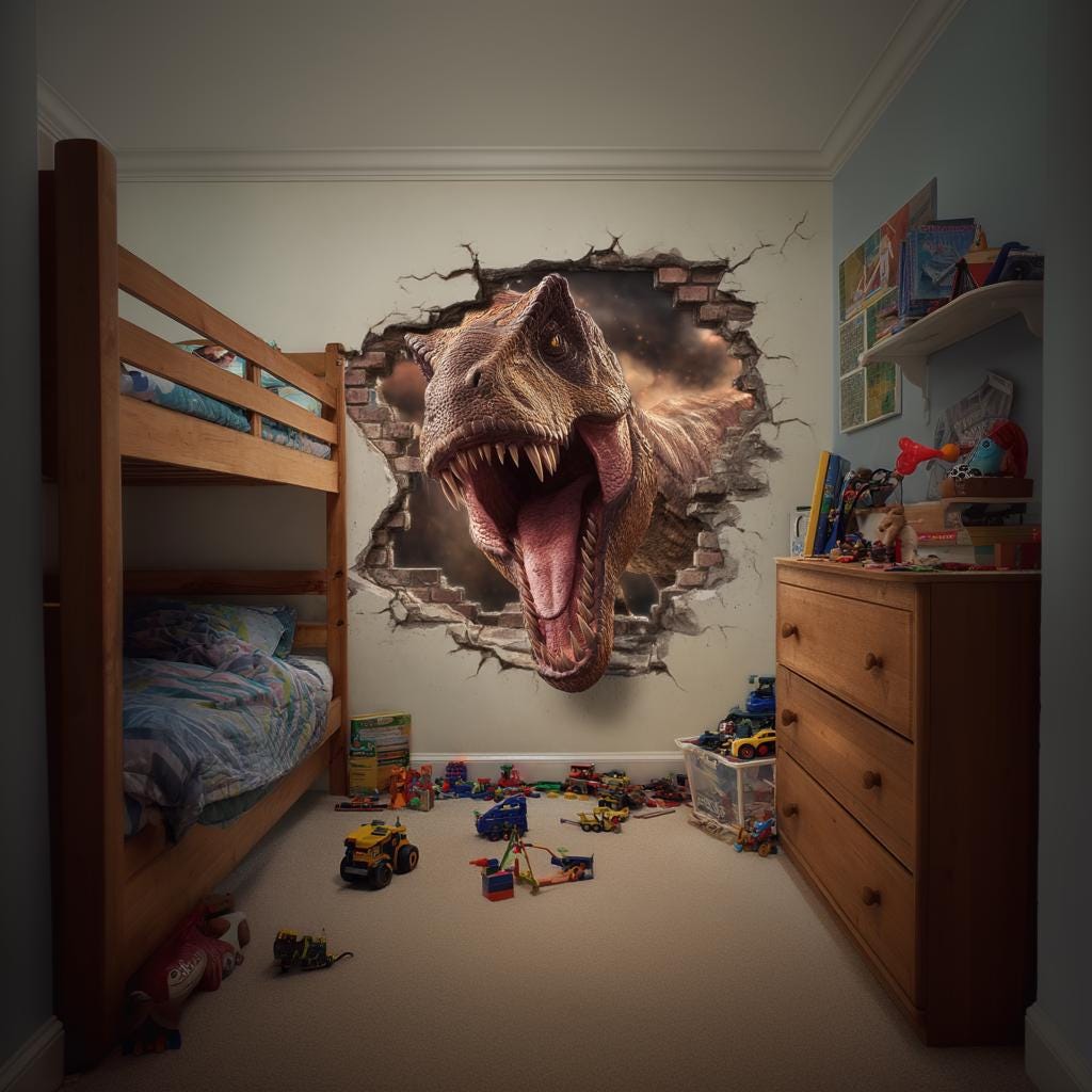 Alternate product view of 3D T-Rex Wall Decal.