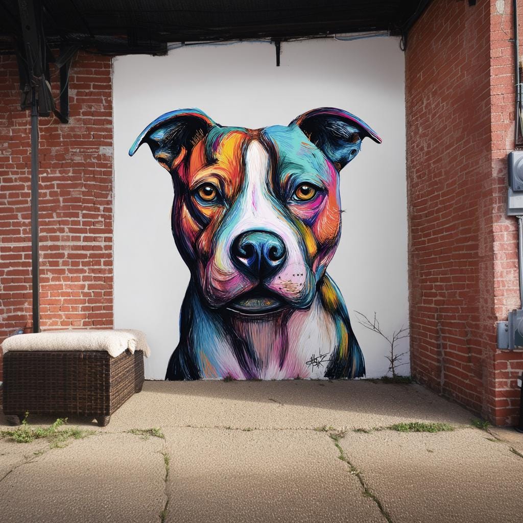 Product presentation view of Colorful Pitbull Wall Decal.