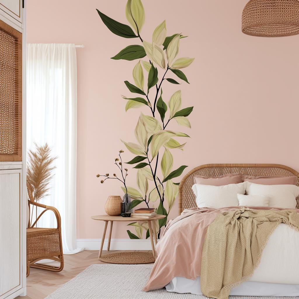 Alternate gallery view of Tall Vine Leaf Wall Decal.