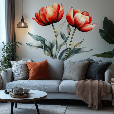 Additional product presentation of Red Tulip Wall Decal.
