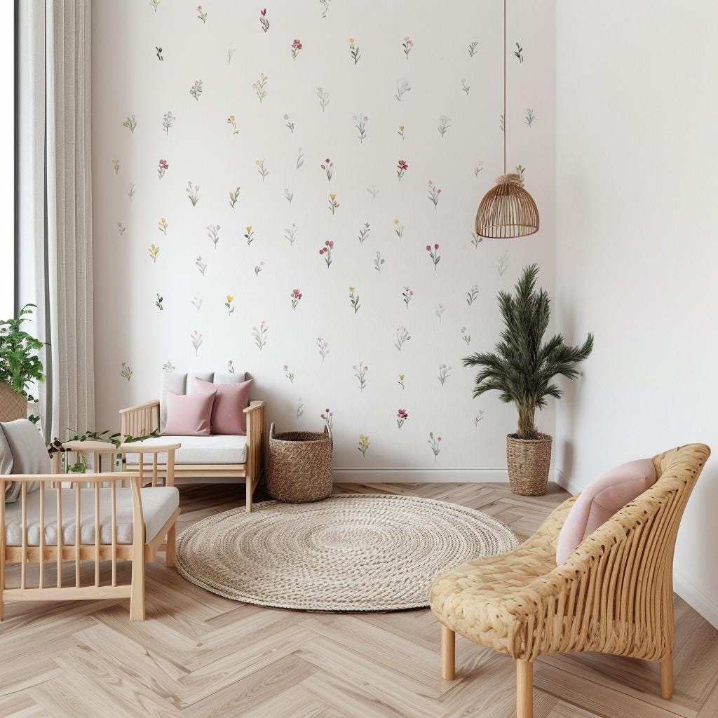 Alternate product view of 24x Watercolor Floral Wall Decals.