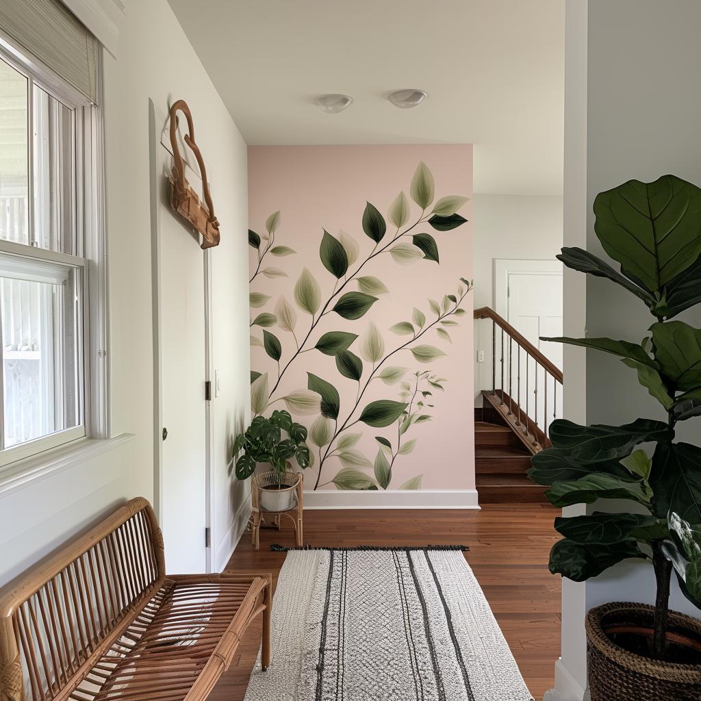 Additional product view of Vertical Vine Leaf Wall Decal.