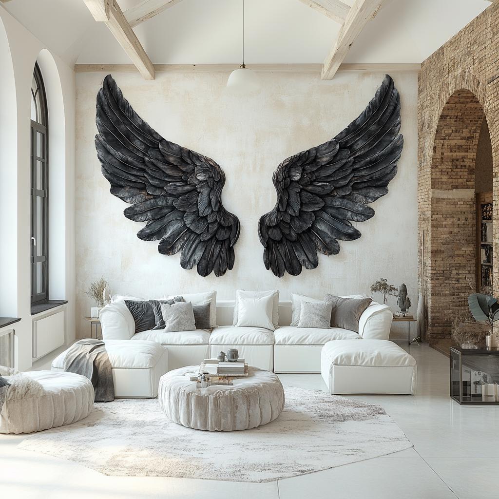 Product gallery view of Black Angel Wings Wall Decal.