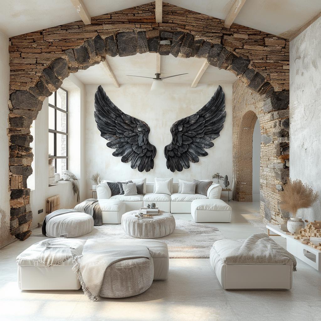Alternate product view of Black Angel Wings Wall Decal.
