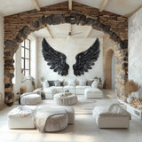 Alternate product view of Black Angel Wings Wall Decal.
