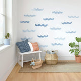 Product gallery view of Watercolor Wave Wall Decals Set.