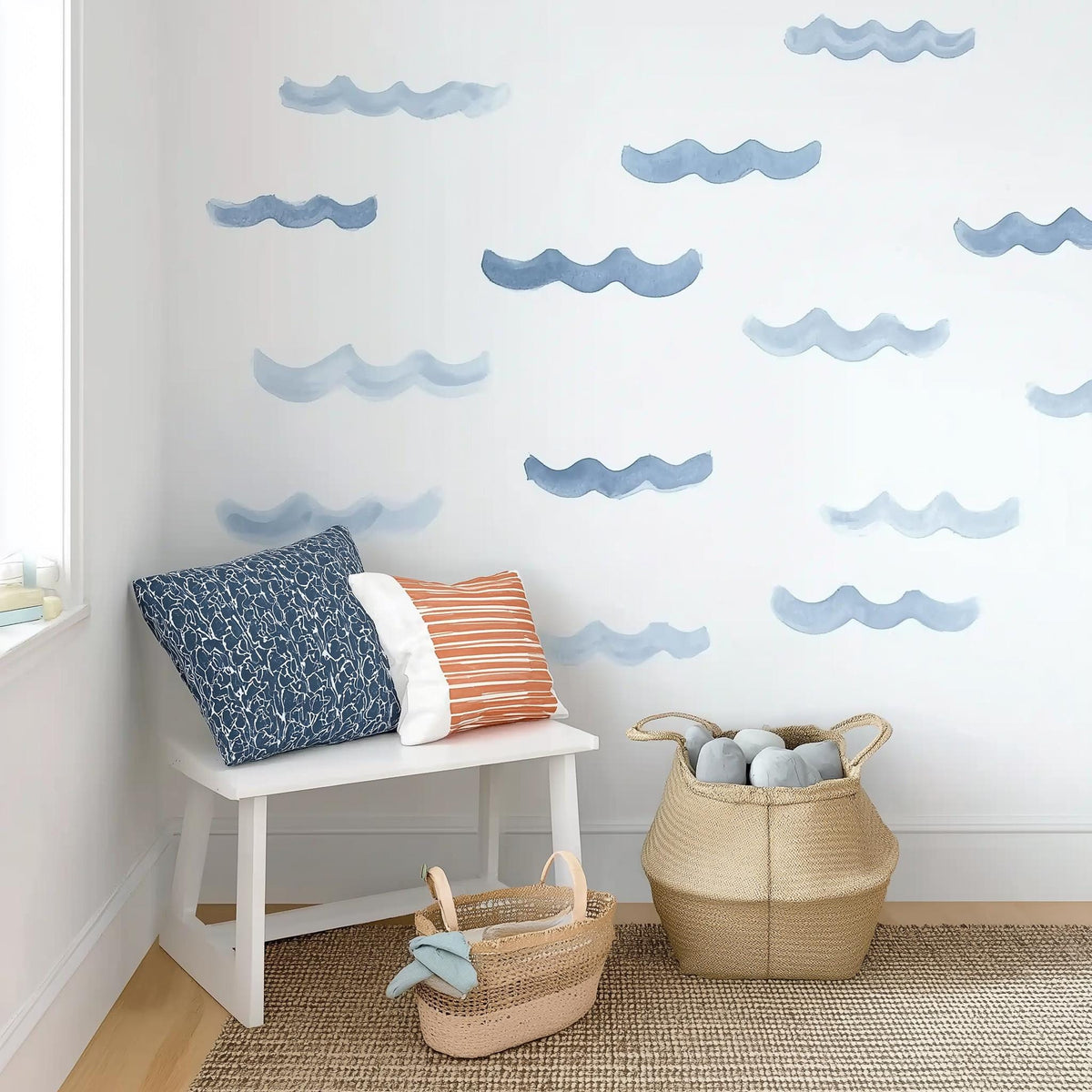 Alternate product view of Watercolor Wave Wall Decals Set.