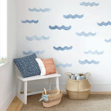 Alternate product view of Watercolor Wave Wall Decals Set.